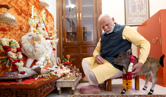 Watch: PM Modi welcomes ‘auspicious arrival’ of a new calf ‘Deepjyoti’ at his residence Lok Kalyan Marg, shares heartwarming visuals